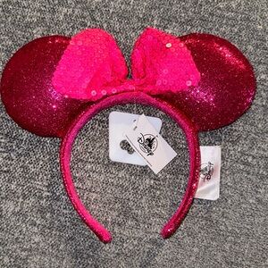 Minnie Hot Pink Glitter Sparkly Sequin Bow Ears Headband